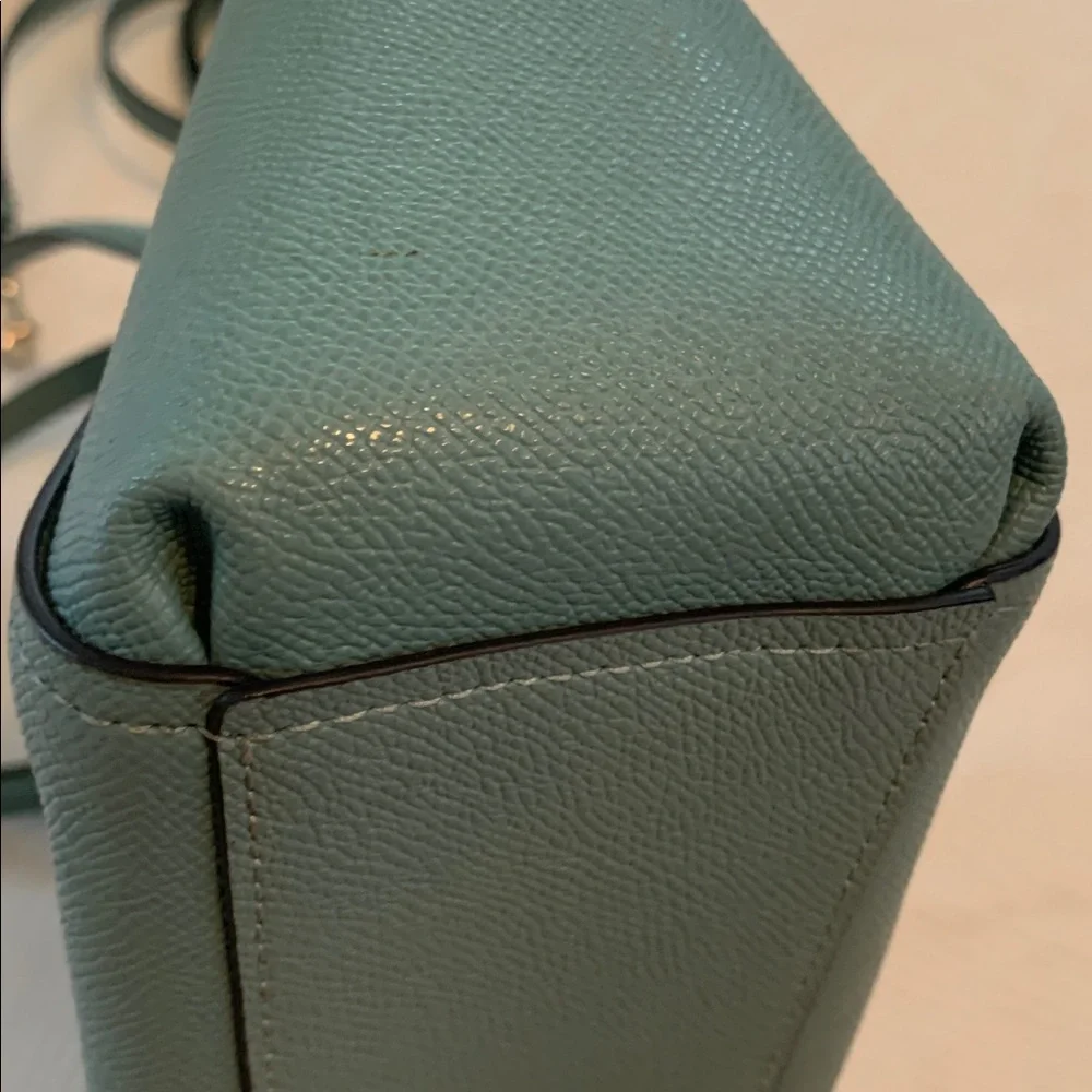 Coach Aqua Leather Shoulder Bag with long crossbody strap